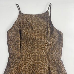 Vintage 90s ISABEL ARDEE Spaghetti Strap Y2K Brown Black Mini Sheath Dress 6